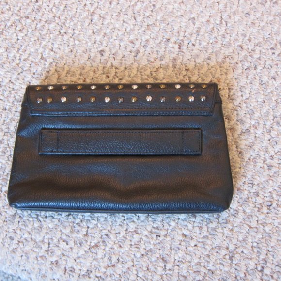BCBGMaxAzria Black Leather Studded Envelope Clutch - Picture 3 of 7
